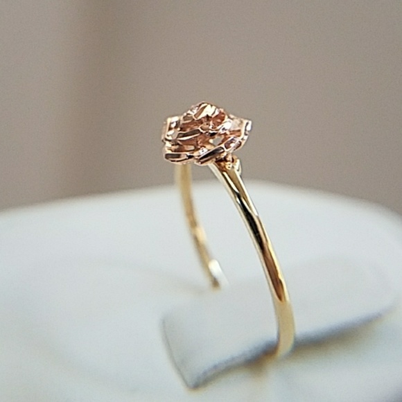 14K Yellow Gold Rose Gold Rose Flower Ring - Picture 9 of 16